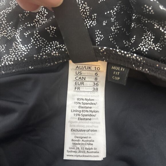 Nip Tuck 1pc Silver & Black leopard print Ruched Multifit Cup Swimsuit Sz 6 - Picture 9 of 9